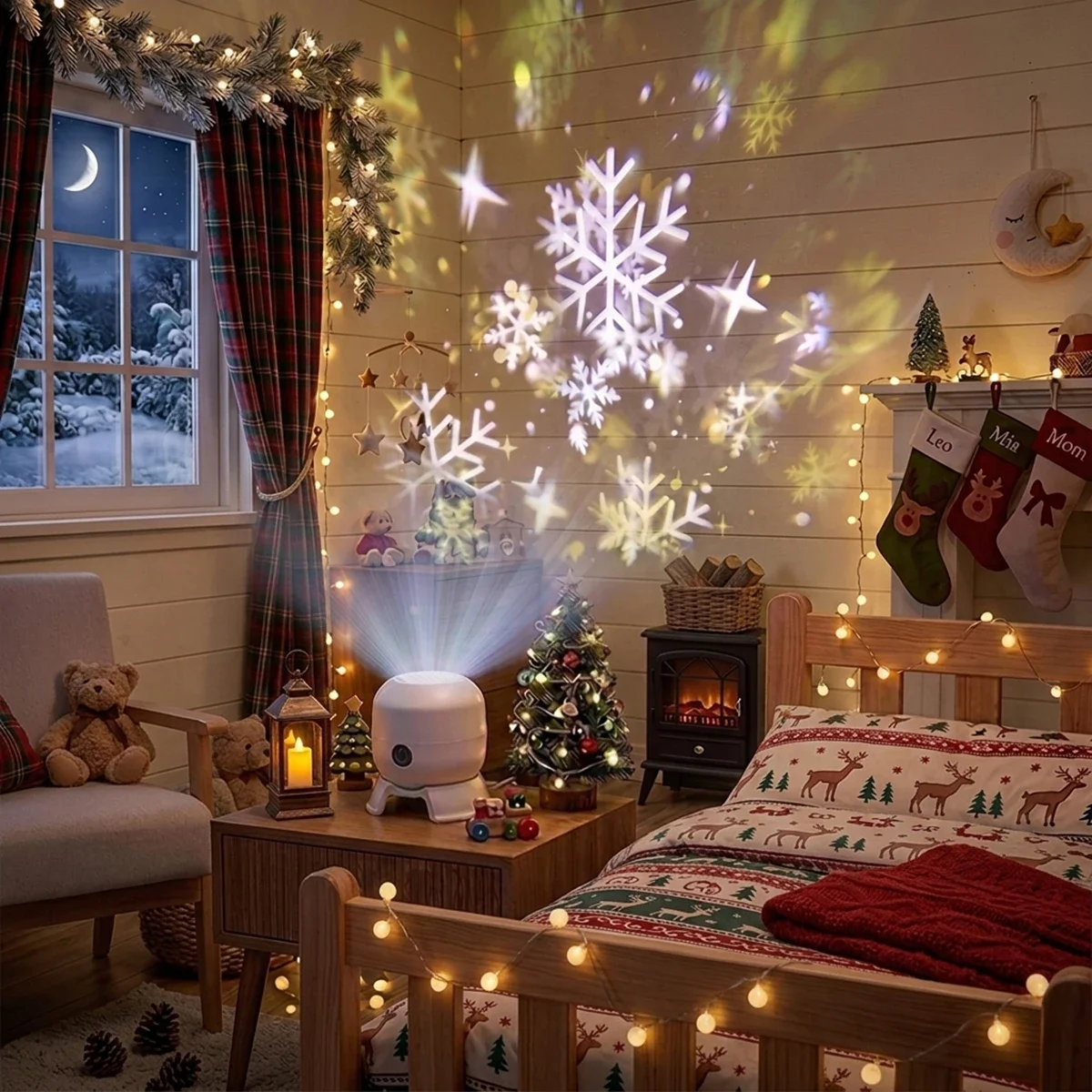 LED Rotating Snowflake Star Pr - огляд і ціна Baby Nursery Wall Lights