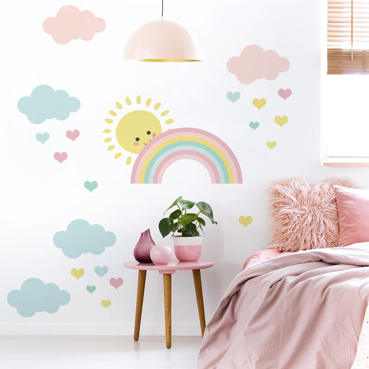 Cartoon Sun Rainbow Clouds Wal - огляд і ціна Baby Nursery Boy